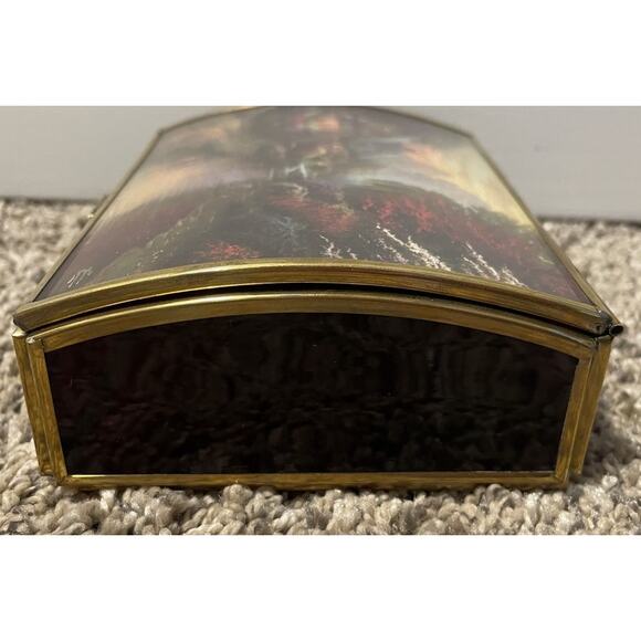 Vintage Thomas Kincade Jewelry Box Enesco Brass Glass Mirrored - Picture 2 of 8